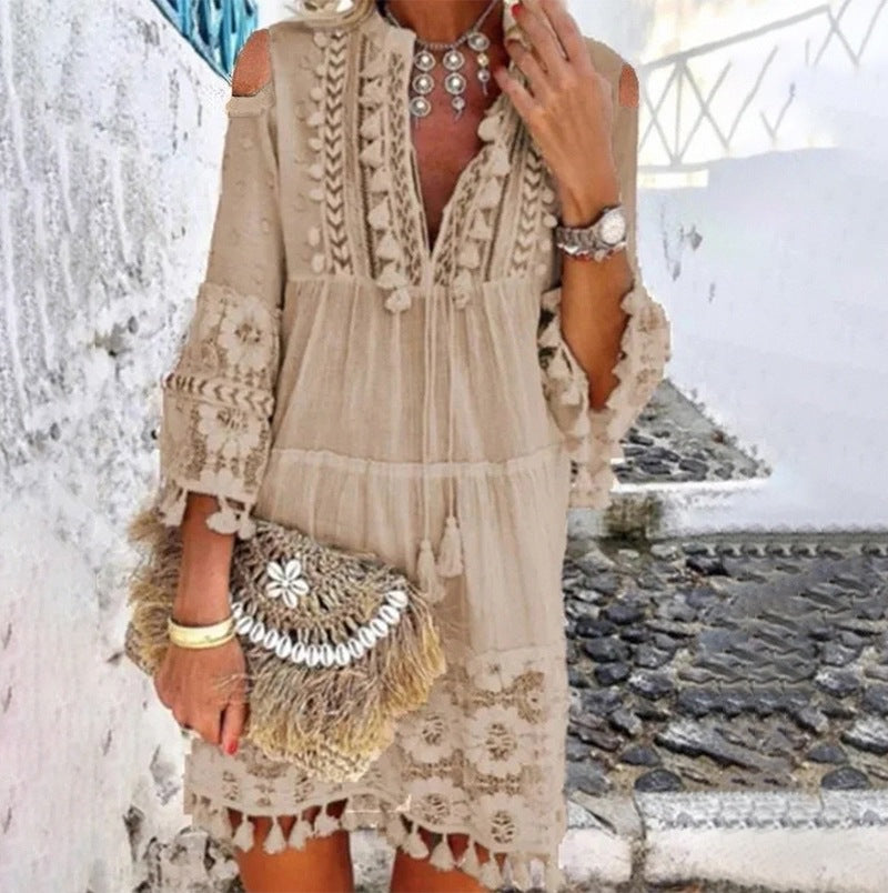 👗Women's Loose Cotton Linen Embroidered Dress🌸