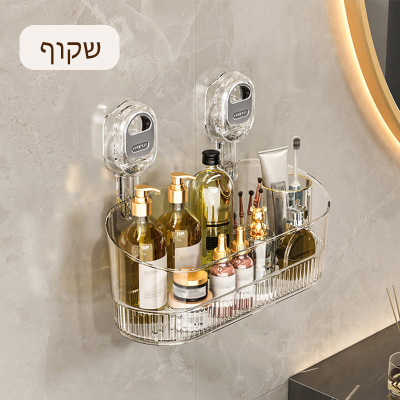 קופסת אחסון יניקה לחדר אמבטיה ללא מקדחה – קיבולת גדולה ונשיאת עומס חזקה