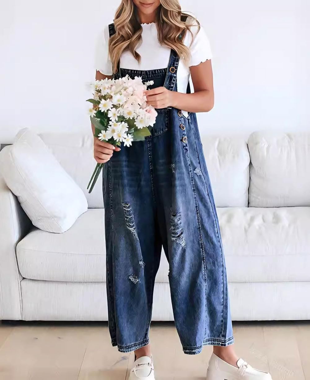 🔥מבצע לזמן מוגבל 50% הנחה💕 אוברול ג'ינס קרועים וחמוד לנשים