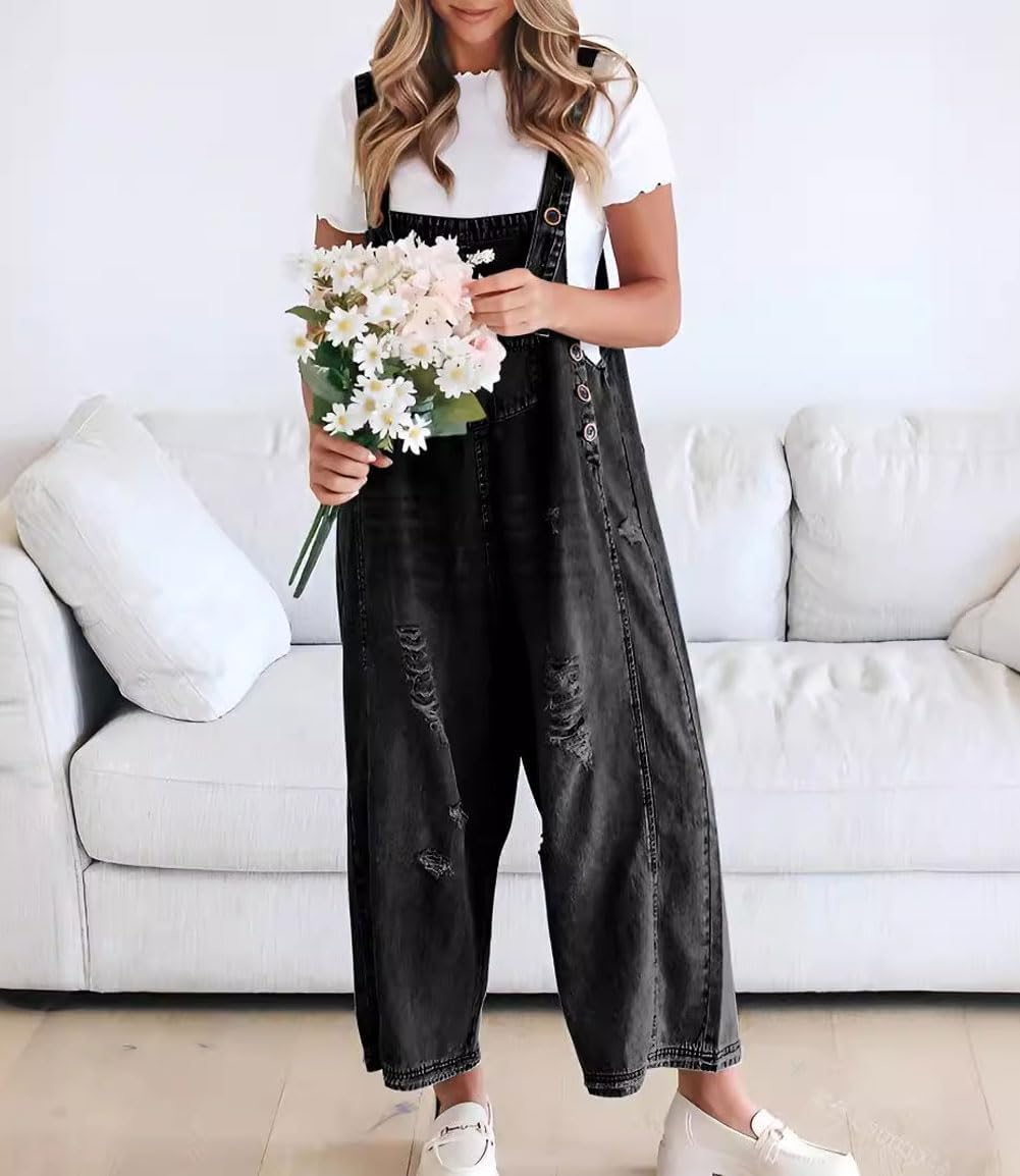🔥מבצע לזמן מוגבל 50% הנחה💕 אוברול ג'ינס קרועים וחמוד לנשים