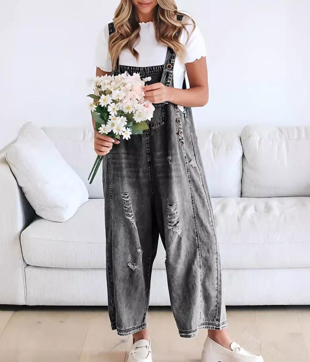 🔥מבצע לזמן מוגבל 50% הנחה💕 אוברול ג'ינס קרועים וחמוד לנשים