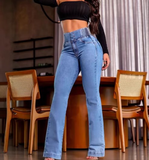 💕אביב חדש👖ג'ינס מתיחה מתלקח עם מותניים גבוהים