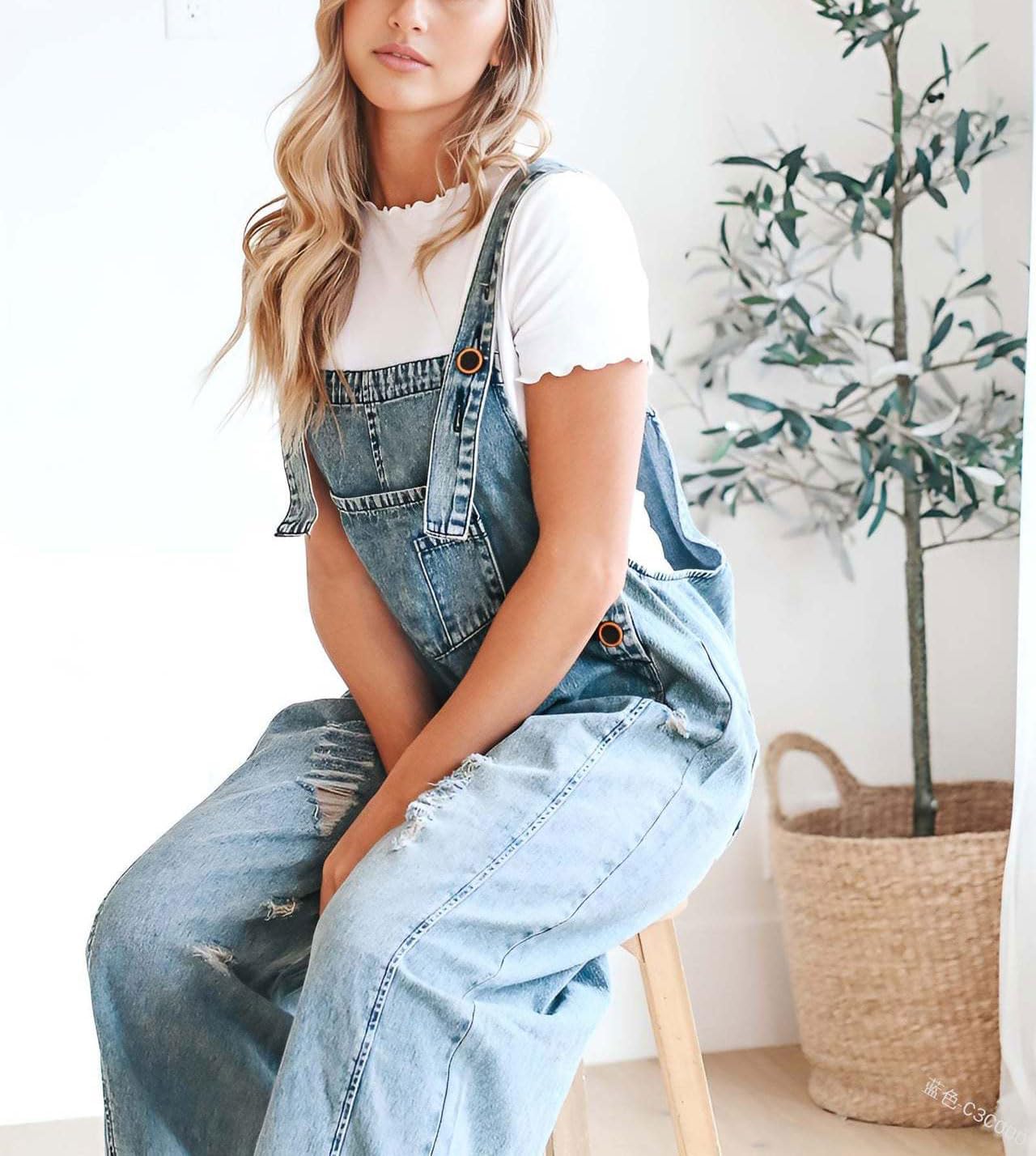 🔥מבצע לזמן מוגבל 50% הנחה💕 אוברול ג'ינס קרועים וחמוד לנשים