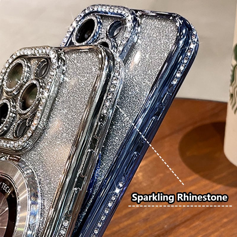 נרתיק Rhinestones מגנטי לאייפון עם מעמד בלתי נראה (50% הנחה)