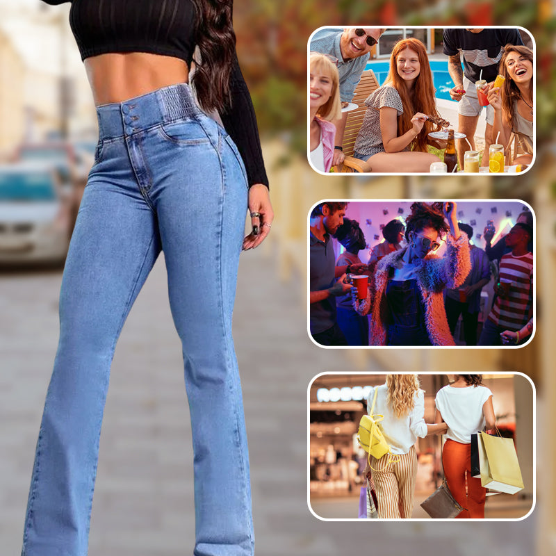 💕אביב חדש👖ג'ינס מתיחה מתלקח עם מותניים גבוהים