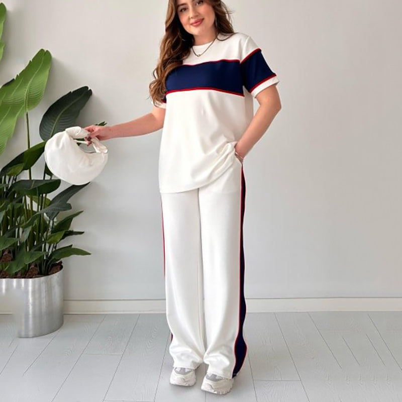 🌸הנחה לזמן מוגבל🌸 אימונית שני חלקים צבעונית בלוק קז'ואל לנשים (עליון + מכנסיים).