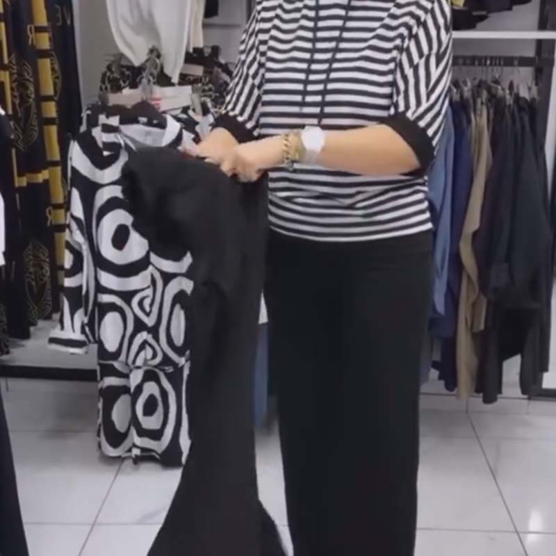 סט טופ פסים נשים ומכנסיים סולידיים