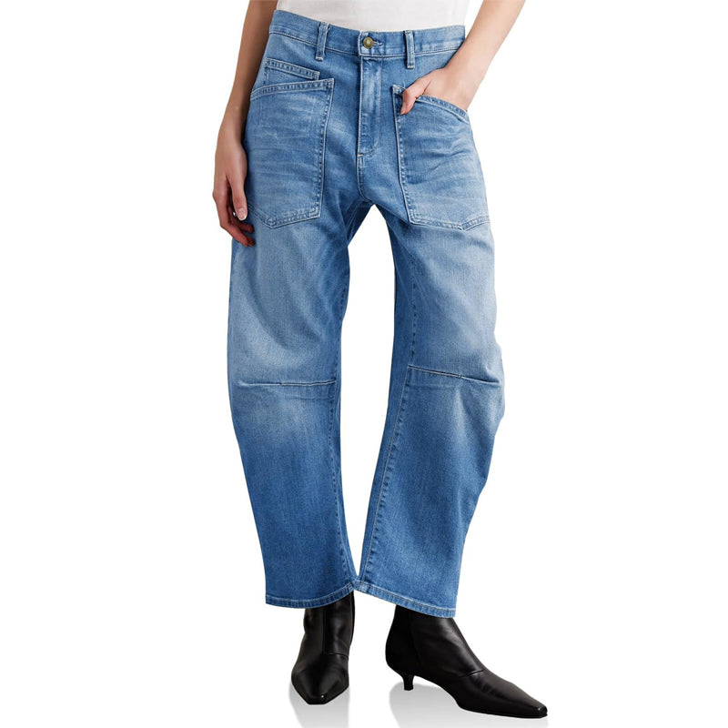 👖 ג'ינס קזואלי רגל חבית עם כיסים מודסקים ✨ | דנים שטוף פרמיום | סטריטוור אורבני | 4 צבעים 🔵