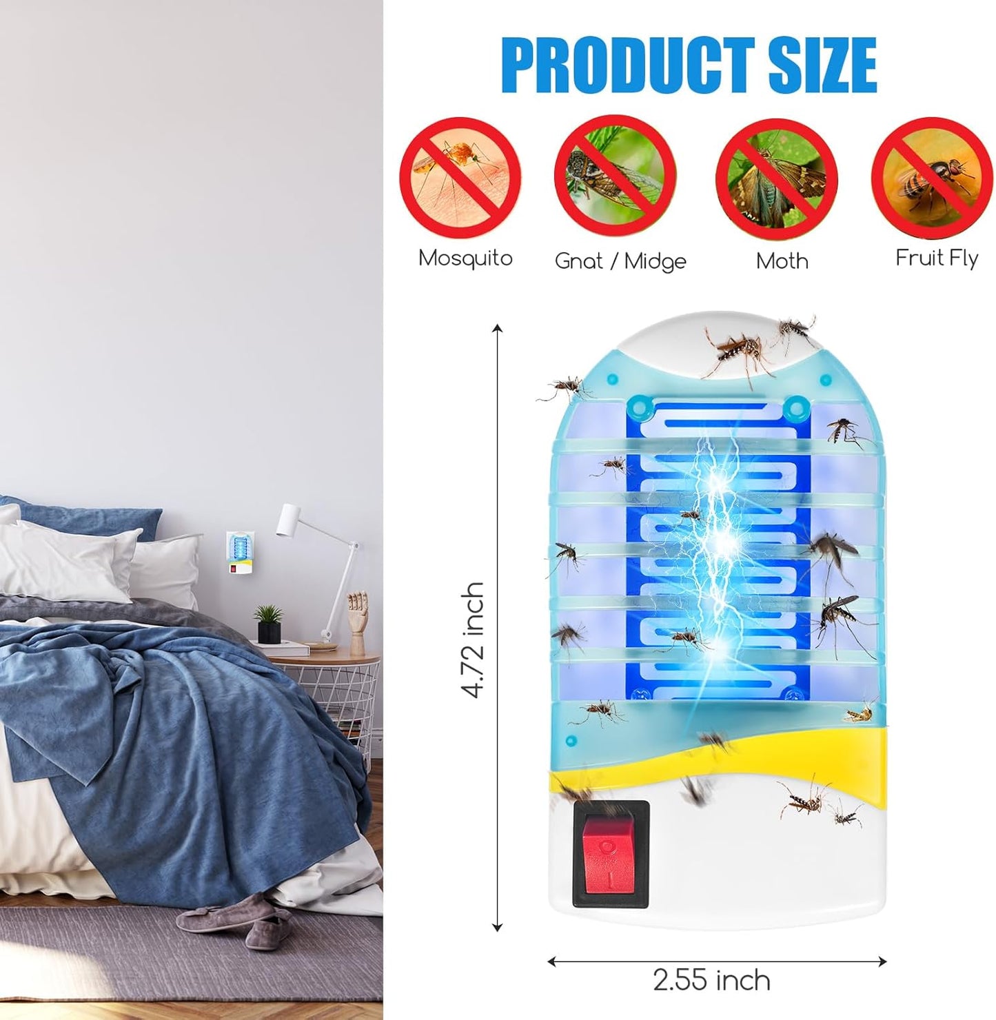 🦟💡 מנורת הדברת יתושים ביתית עם אור UV כחול ⚡🔌