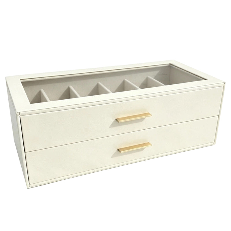 🎁2026 New Arrivals 50% OFF💥🕶️ Sunglasses Organizer Box: PU Leather, Velvet Lining, Glass Window, Multi-Slot
