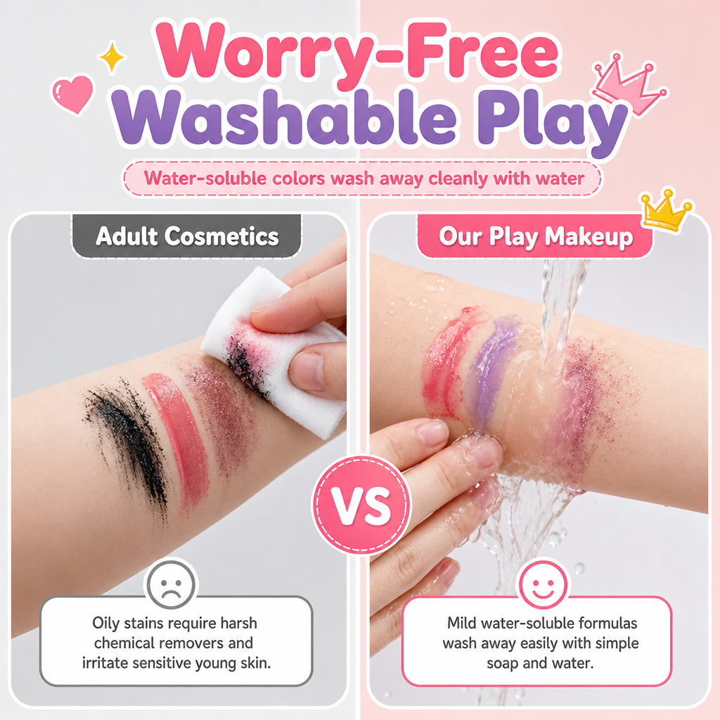 ⏰Pink Kids Makeup Kit for Girls Childrens Cosmetics Toy Set with Makeup Box Birthday Gift for Little Princess