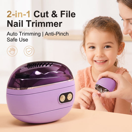 💅 TrimPro™ גוזז ציפורניים חשמלי 2-ב-1 ✨ | עצירה אוטומטית | LED מובנה | בטוח לתינוקות וקשישים 🛡️