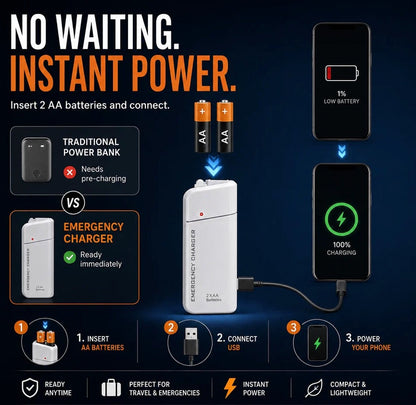 🔋 50% OFF – AA Battery Emergency Phone Charger | Pocket Power Bank with LED Flashlight charm-cart