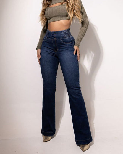 💕אביב חדש👖ג'ינס מתיחה מתלקח עם מותניים גבוהים