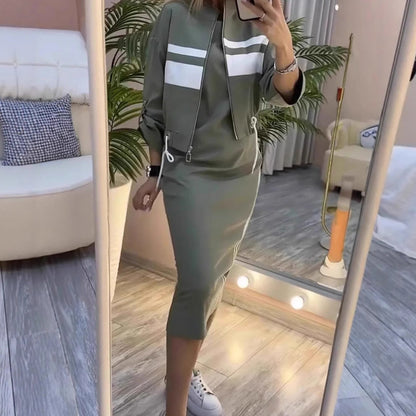 💖 סט ז'קט ושמלה עם צווארון עומד לנשים❄️
