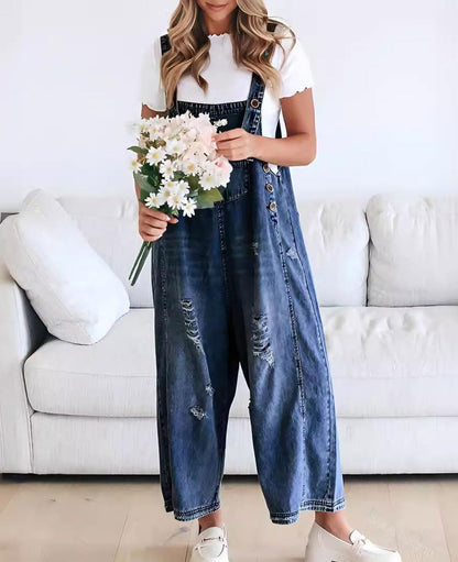 🔥מבצע לזמן מוגבל 50% הנחה💕 אוברול ג'ינס קרועים וחמוד לנשים