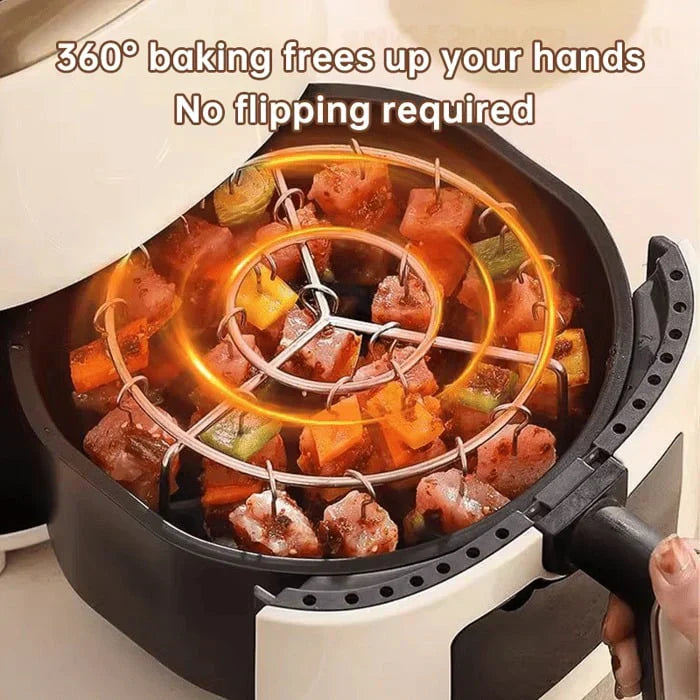 🍖 גריל אנכי לקבבים לאייר פרייר | חום 360° בלי עשן ✨ | כפפות עמידות חום במתנה 🔥