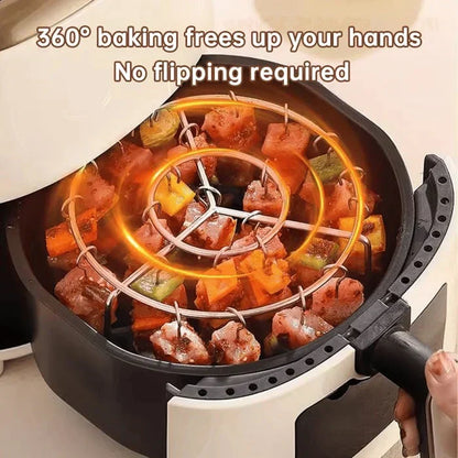 🍖 גריל אנכי לקבבים לאייר פרייר | חום 360° בלי עשן ✨ | כפפות עמידות חום במתנה 🔥