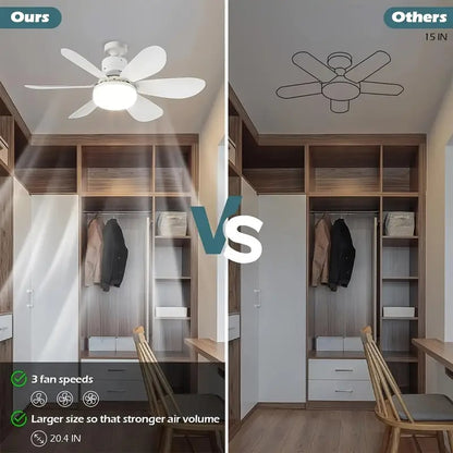 ⏳מבצע יום אחרון: 49% הנחה🔥 מאוורר תקרה עם תאורת LED SmartBreez™ 40W – 20.5 אינץ', שקט במיוחד עם שלט רחוק 🎯 | E27 + מתאם B22 חינם 🔌 | לחדר שינה 😴, מטבח 👩‍🍳 ומוסך 🛠️ – מוכן לשימוש בבריטניה!