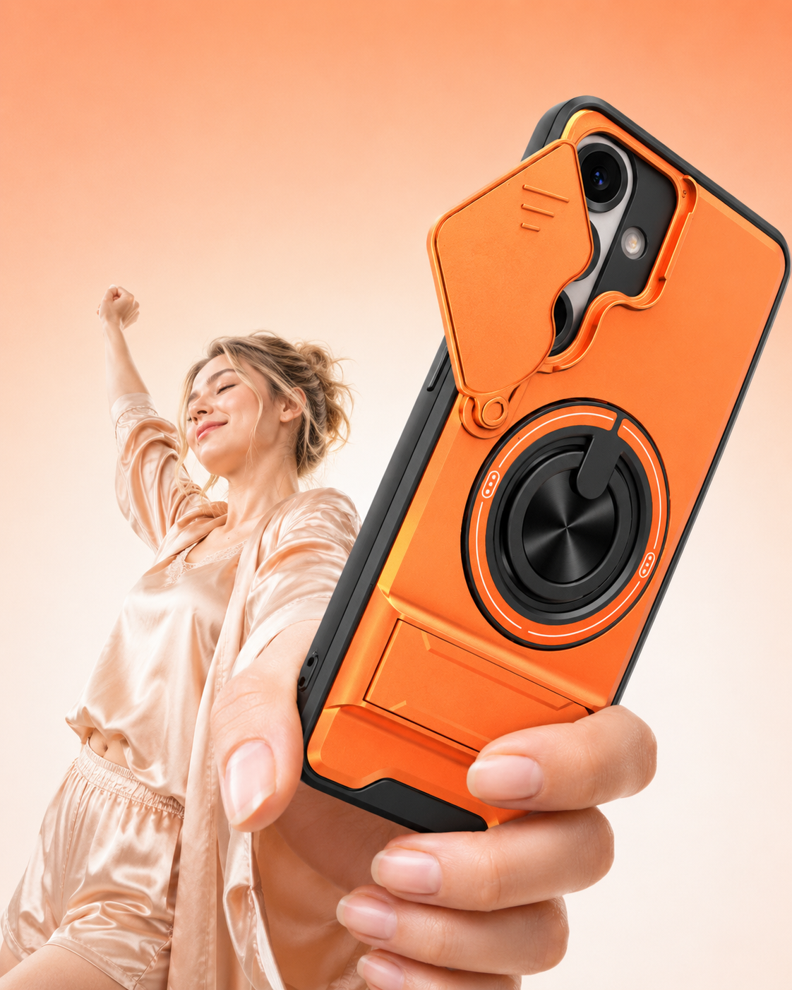 📱 50% הנחה לזמן מוגבל! ✨ כיסוי לטלפון סמסונג - כיסוי מצלמה הזזה, טבעת מסתובבת, מתקן מגנטי 🔄