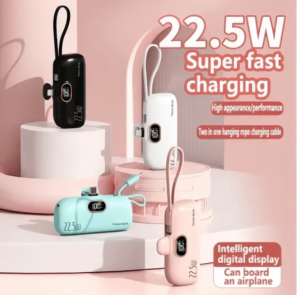 🔋⚡ סוללה ניידת מיני 5000mAh | טעינה מהירה 22.5W | תצוגת סוללה דיגיטלית | קומפקטי וקל ✨