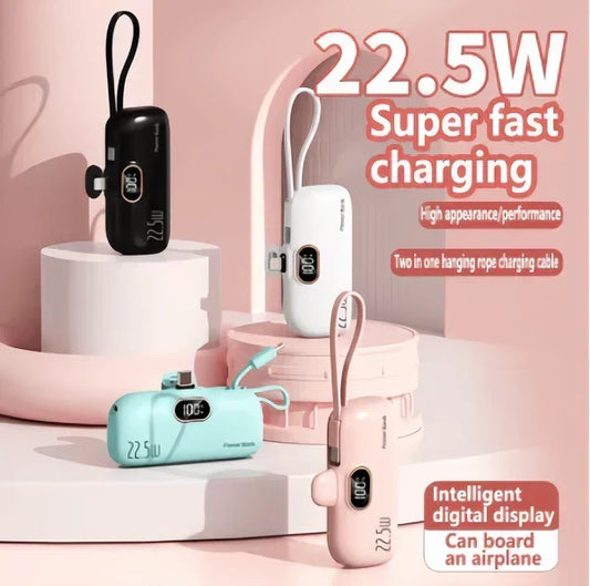 🔋⚡ סוללה ניידת מיני 5000mAh | טעינה מהירה 22.5W | תצוגת סוללה דיגיטלית | קומפקטי וקל ✨