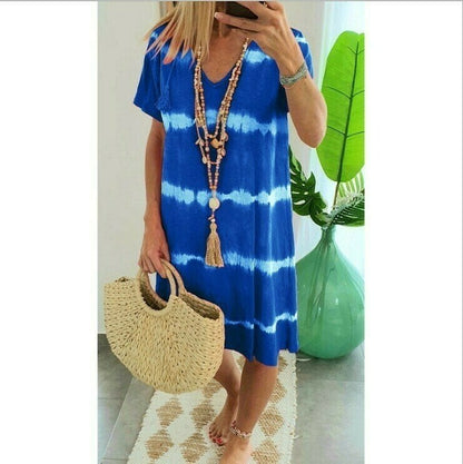 👗✨ שמלת טי-שירט פסים טיי-דיי | 🌈 רכה, זורמת ומסוגננת | 🌊 מושלמת לקיץ ולחוף | 🔥 50% הנחה עכשיו!