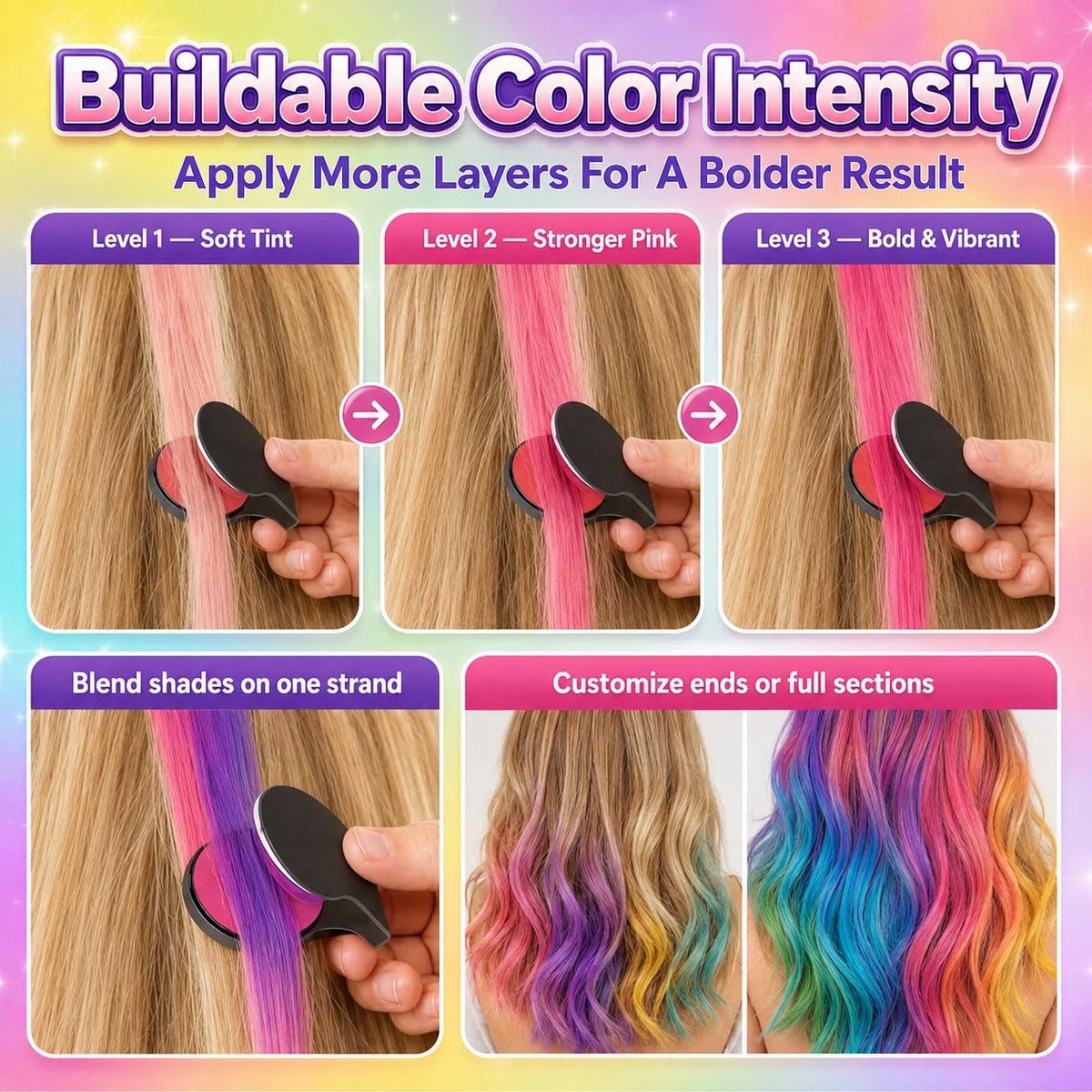 🎉🔥Last Day 52% OFF - 🌈12-Color Temporary Hair Chalk Applicator Set🎁-Ready for Christmas!🎅