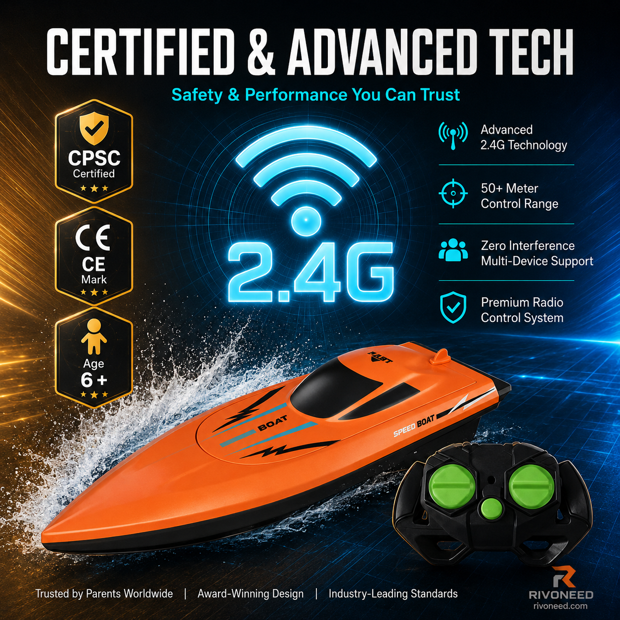 🔥 סירת RC מהירה בתדר 2.4G עם שני מנועים