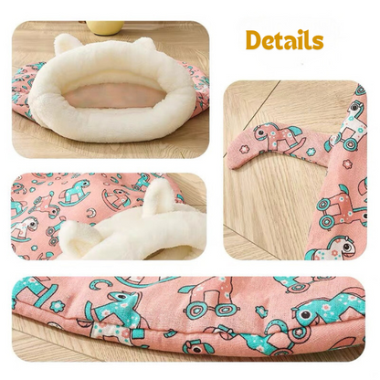 🐱☁️Plush Cave-Style Semi-Enclosed Cat Sleeping Bag Pet Bed | Soft Plush Lining, Washable and Easy to Care🧺
