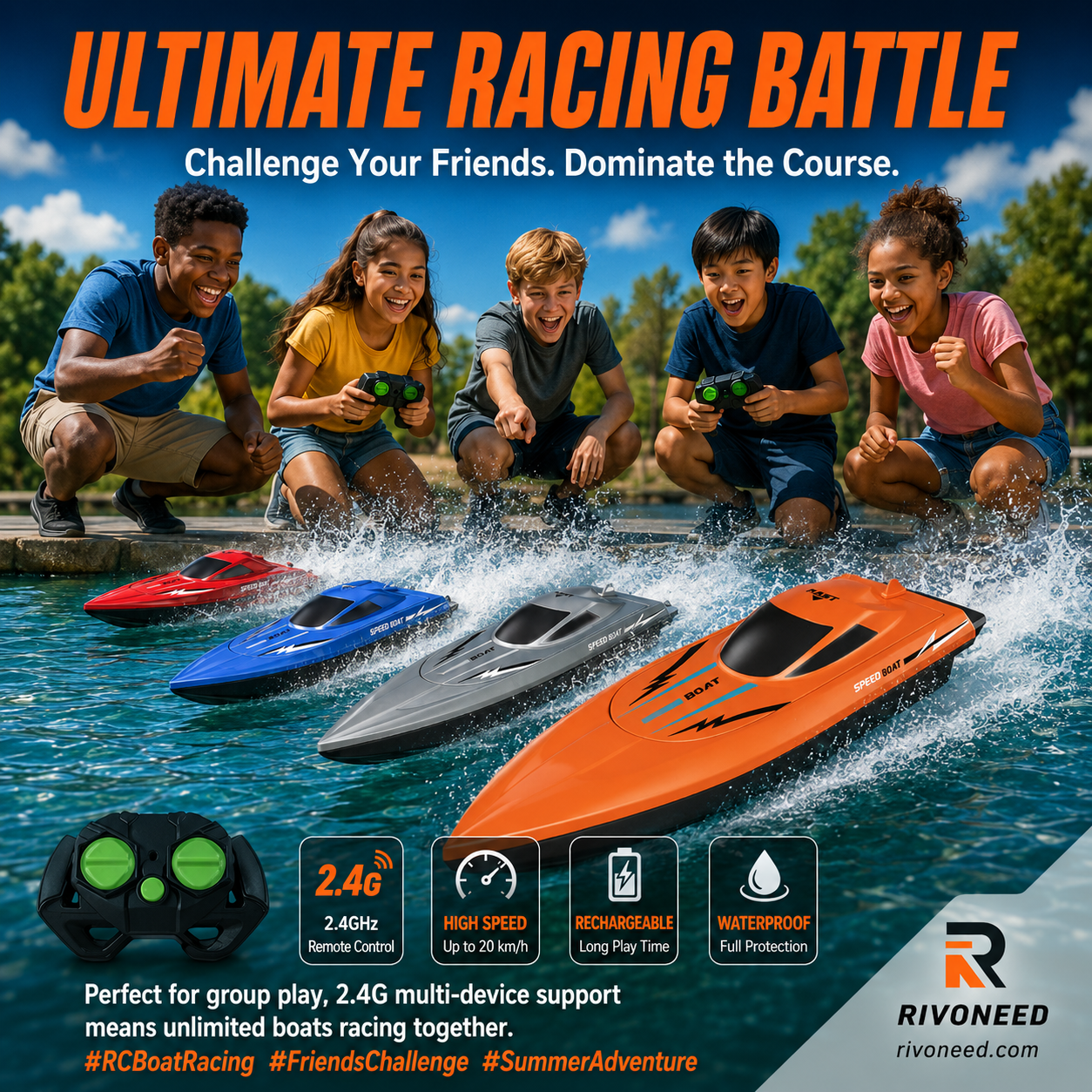 🔥 סירת RC מהירה בתדר 2.4G עם שני מנועים