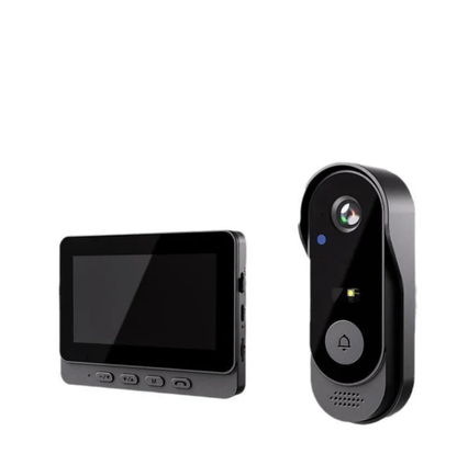 מצלמת פעמון דלת אלחוטית: 1080P, זווית 170°, מסך 4.3 אינץ', עמידות למים חיצונית בתקן IPX65, ראיית לילה