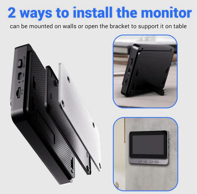 מצלמת פעמון דלת אלחוטית: 1080P, זווית 170°, מסך 4.3 אינץ', עמידות למים חיצונית בתקן IPX65, ראיית לילה