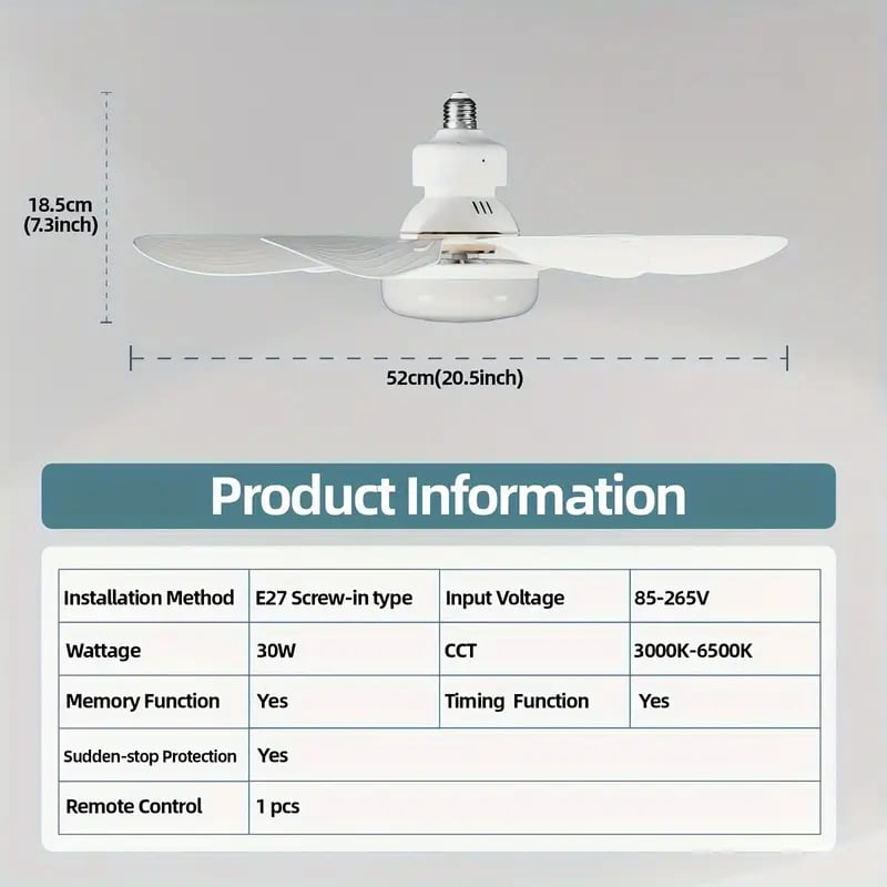 ⏳מבצע יום אחרון: 49% הנחה🔥 מאוורר תקרה עם תאורת LED SmartBreez™ 40W – 20.5 אינץ', שקט במיוחד עם שלט רחוק 🎯 | E27 + מתאם B22 חינם 🔌 | לחדר שינה 😴, מטבח 👩‍🍳 ומוסך 🛠️ – מוכן לשימוש בבריטניה!