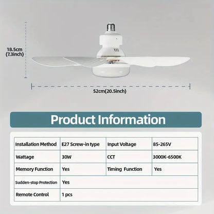 ⏳מבצע יום אחרון: 49% הנחה🔥 מאוורר תקרה עם תאורת LED SmartBreez™ 40W – 20.5 אינץ', שקט במיוחד עם שלט רחוק 🎯 | E27 + מתאם B22 חינם 🔌 | לחדר שינה 😴, מטבח 👩‍🍳 ומוסך 🛠️ – מוכן לשימוש בבריטניה!
