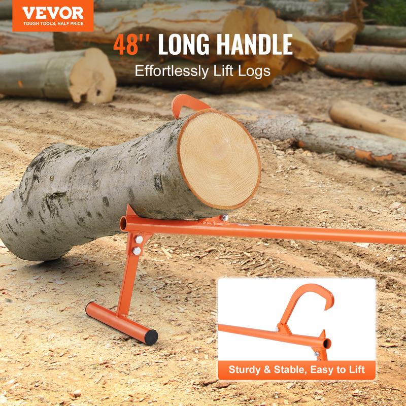 Steel Timberjack Log Lifter, Heavy Duty Log Jack, Solid Steel Log Roller Tool for Safe Lifting & Rolling Firewood, 2 Styles Available
