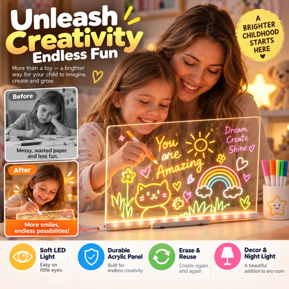 🎁2026 New Arrivals 50% OFF💥Glowing Acrylic Drawing Board – LED-Lit Display, Wipe & Redraw for Endless Desk Art ✨