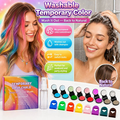 🎉🔥Last Day 52% OFF - 🌈12-Color Temporary Hair Chalk Applicator Set🎁-Ready for Christmas!🎅
