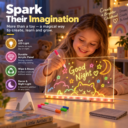 🎁2026 New Arrivals 50% OFF💥Glowing Acrylic Drawing Board – LED-Lit Display, Wipe & Redraw for Endless Desk Art ✨
