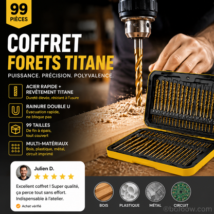 🔧✨ סט מקדחות ציפוי טיטניום | 50/60/70/99 יחידות | קידוח עץ, מתכת, פלסטיק ומתכת | פלדת HSS מקצועית 🏆