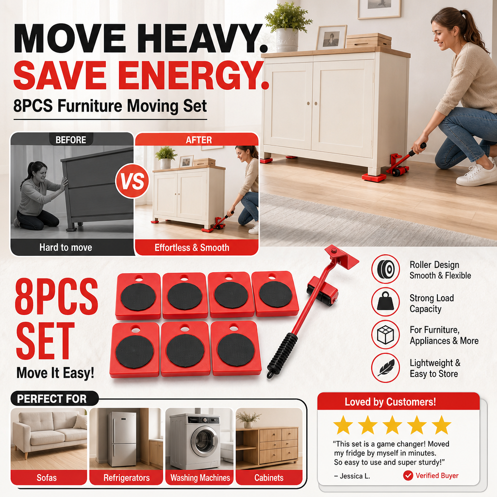 📢📢40%  OFF !! ⏰ Furniture Moving System — Lift & Slide, 360° Rotation 🏠