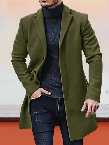 👔 ז'קט קלאסי לגברים עם אבזם בשורה אחת בצבע אחיד - חובה יומיומי נצחי
