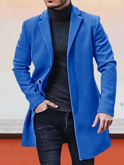 👔 ז'קט קלאסי לגברים עם אבזם בשורה אחת בצבע אחיד - חובה יומיומי נצחי