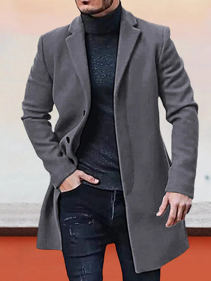 👔 ז'קט קלאסי לגברים עם אבזם בשורה אחת בצבע אחיד - חובה יומיומי נצחי