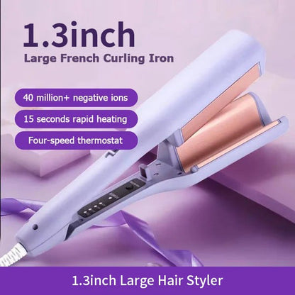 🔥 French V-Shape Egg Roll Hair Waver: Anti-Scald, 15s Heat-Up, 4 Temps, 40M Ions