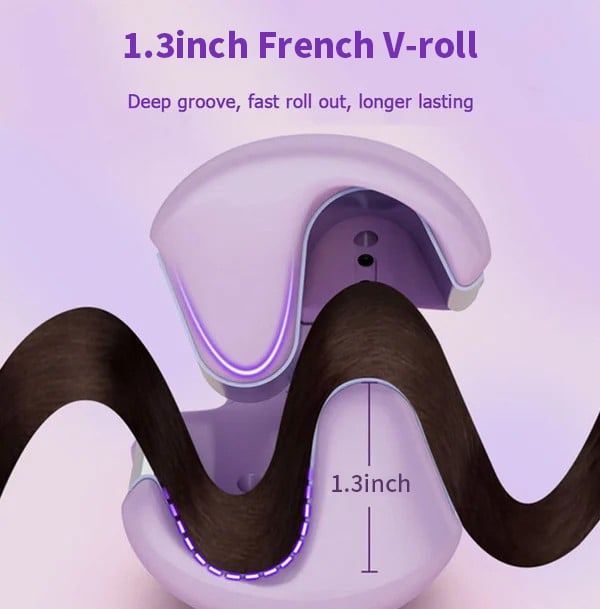 🔥 French V-Shape Egg Roll Hair Waver: Anti-Scald, 15s Heat-Up, 4 Temps, 40M Ions