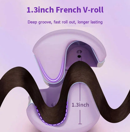 🔥 French V-Shape Egg Roll Hair Waver: Anti-Scald, 15s Heat-Up, 4 Temps, 40M Ions