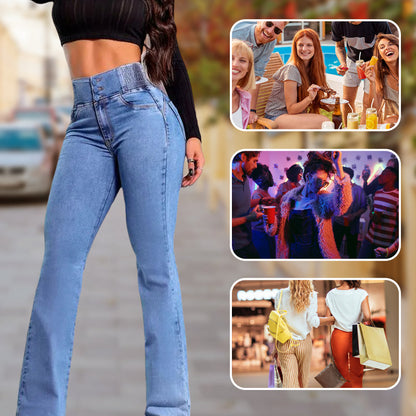 💕אביב חדש👖ג'ינס מתיחה מתלקח עם מותניים גבוהים