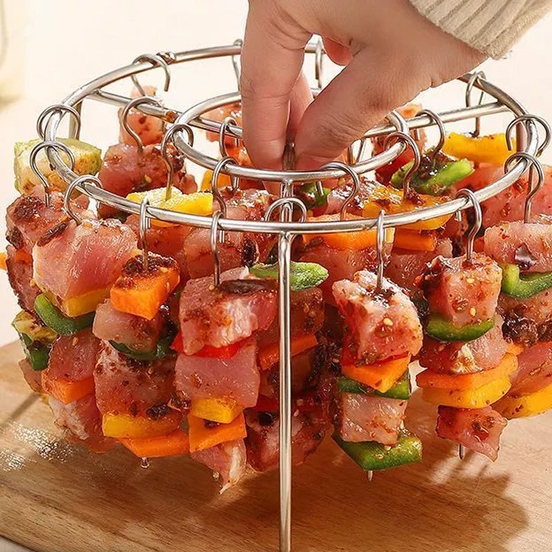 🍖 גריל אנכי לקבבים לאייר פרייר | חום 360° בלי עשן ✨ | כפפות עמידות חום במתנה 🔥