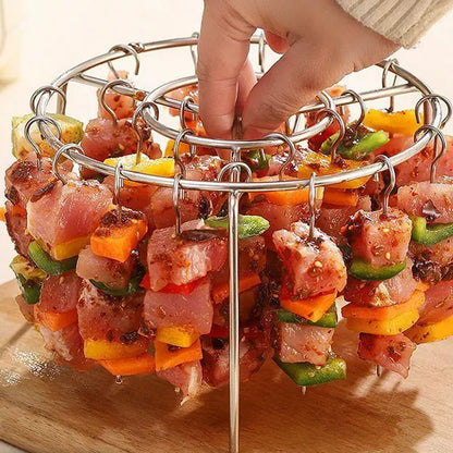 🍖 גריל אנכי לקבבים לאייר פרייר | חום 360° בלי עשן ✨ | כפפות עמידות חום במתנה 🔥